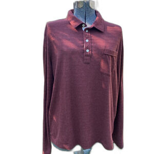 Billy Reid 4 Button Maroon Henley Long Sleeve Shirt. Size XL